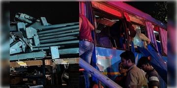 Read more about - Telangana Accident | যাত্রিবাহী বাসে ধাক্কা কন্টেনার বোঝাই ট্রাকের, তেলেঙ্গানায় মৃত ৫ মহিলা-সহ ছ’জন!