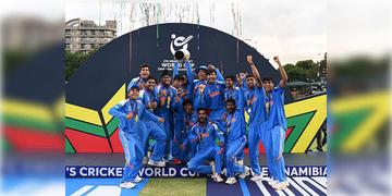 Read more about - India's Under-19 team | ষষ্ঠবার ব্রিটিশ বধ ভারতের ছোটদের, ইংল্যান্ডকে ১০০ রানে হারিয়ে বিশ্বচ্যাম্পিয়ন অনূর্ধ্ব-১৯!
