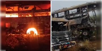 Read more about - Rajasthan | স্লিপার বাসে ধাক্কা ট্রেলারের, দাউদাউ করে জ্বলল আগুন, রাজস্থানে বিস্ফোরণ মৃত ৭