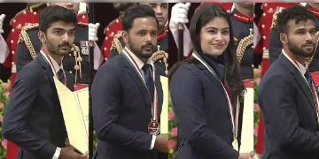Read more about - Khel Ratna Award | খেলরত্ন সম্মান পেলেন মনু ভাকের-গুকেশ-নবদীপ! রাষ্ট্রপতির হাত থেকে বিশেষ সম্মান পেলেন বাংলার সাঁতারু সায়নী