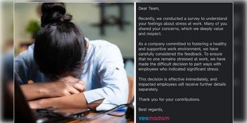 Read more about - Yes Madam | অফিসে কাজের চাপের জন্য স্ট্রেস! সমীক্ষায় জানতে পেরেই ছাটাই করলো সংস্থা