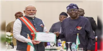 Read more about - Narendra Modi | রানি দ্বিতীয় এলিজাবেথের পর মোদি! নাইজেরিয়ার দ্বিতীয় সর্বোচ্চ সম্মান পেলেন ভারতের প্রধানমন্ত্রী
