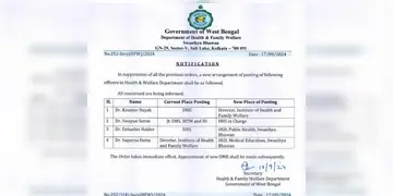 Read more about - Swasthya Bhawan । স্বাস্থ্য বিভাগে একগুচ্ছ রদবদল, বিবৃতি জারি করা হলো নবান্নের তরফে