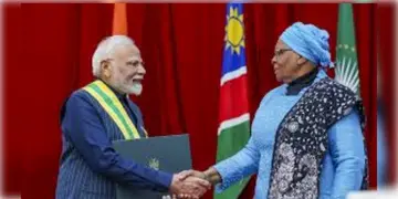 Read more about - Narendra Modi | প্রধানমন্ত্রীর মুকুটে নয়া পালক, এবার নামিবিয়ার সর্বোচ্চ নাগরিক সম্মানে ভূষিত হলেন নরেন্দ্র মোদী!