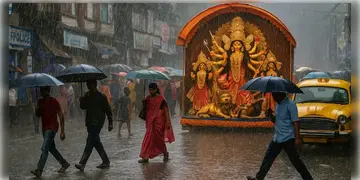 Read more about - Dashami Weather Update | দুর্গাপুজোয় শেষে বৃষ্টির চোখরাঙানি, দশমীতে দুর্যোগে কাঁপবে বাংলা!