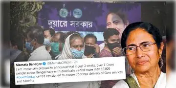 Read more about - ‘দুয়ারে সরকার’এ মাত্র দু সপ্তাহে নাম নথিভুক্ত করেছেন এক কোটিরও বেশি মানুষ, টুইট মমতার।