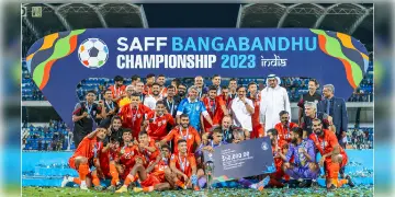 Read more about - SAFF Championship |  কুয়েতকে হারিয়ে নবমবার সাফ চ্যাম্পিয়ন ভারত! জয়ী হতেই মণিপুরের পতাকা নিয়ে সেলিব্রেশন!